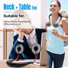Load image into Gallery viewer, USB Rechargeable Portable Neck Fan